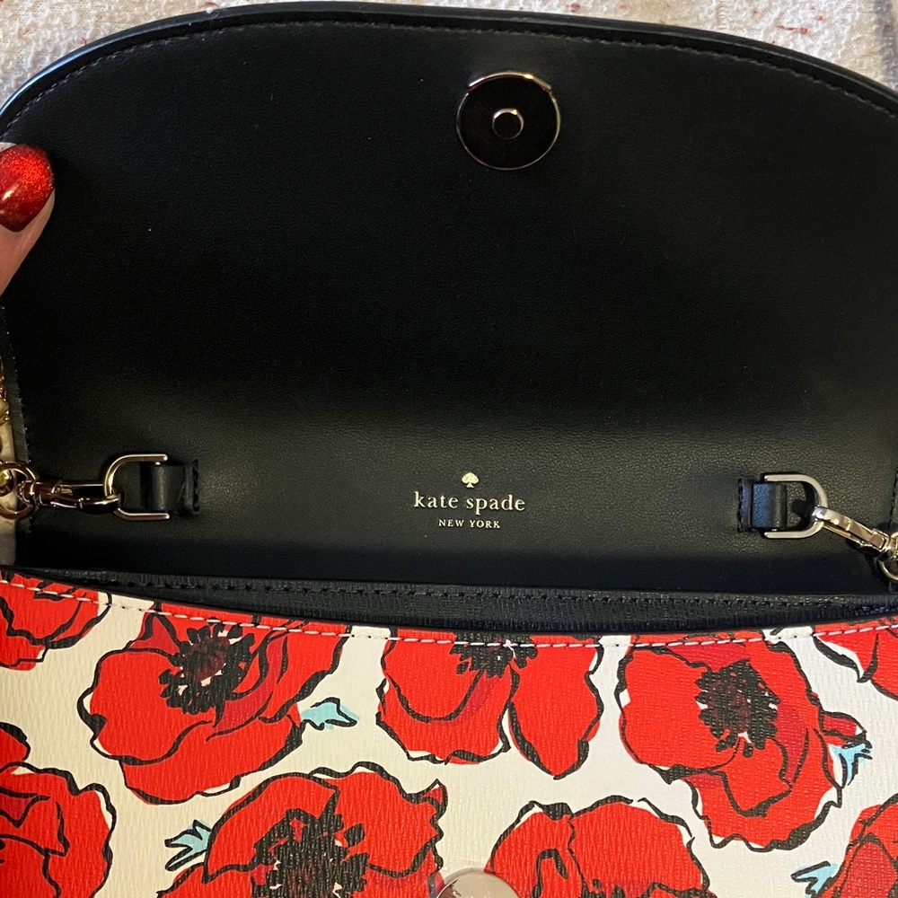 Kate Spade White and Red Poppy Crossbody Bag with free gift - Picture 7 of 11